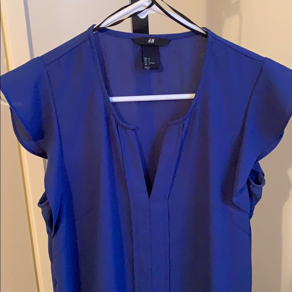 Cobalt blue H&M dress with ruffle sleeve